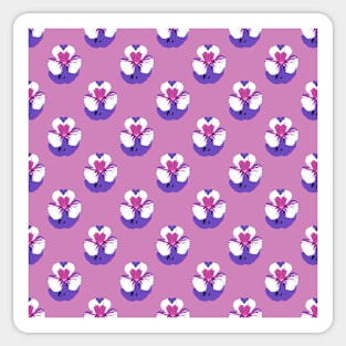 Seamless repeat pattern of pansies on lilac Sticker